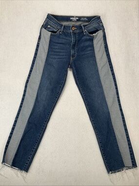 Levis Denizen Jeans High Rise Vintage Slim size 9/29 Blue Denim Raw Hem Two Tone